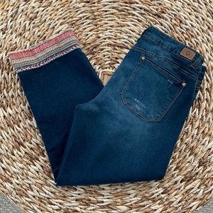 Democracy Dark Blue Ankle Jeans with Embroidery EUC 14